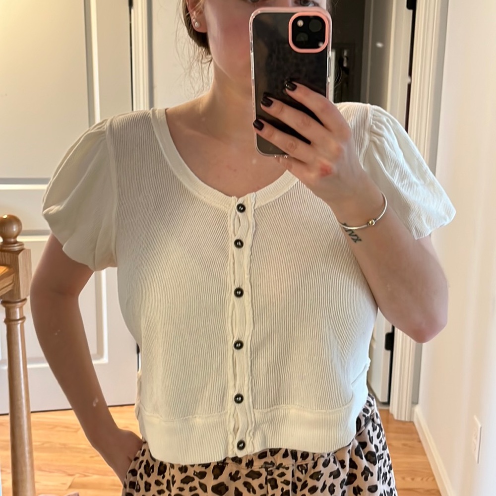 Free People Puff Sleeve Blouse - Picture 3 of 6
